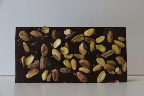 Dark Chocolate Bar with Pistachio and "Flaur" sea salt